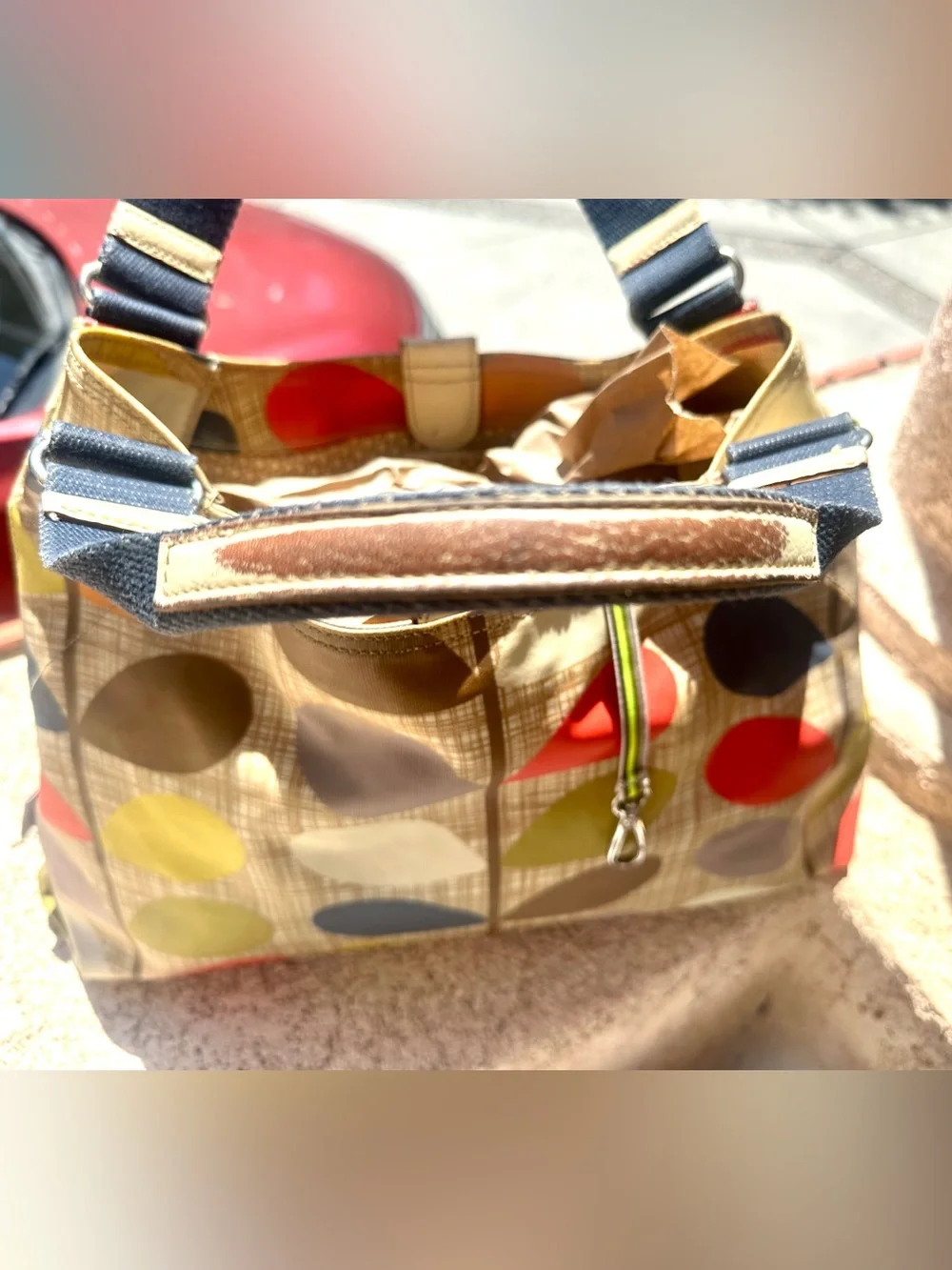 Orla Kiely etc. Classic Multi Stem Coated Canvas Shoulder Tote Bag Mod Retro